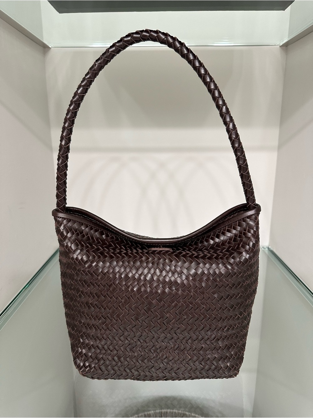 Madewell Dark Brown Woven Leather Shoulder Bag - Picture 3 of 10
